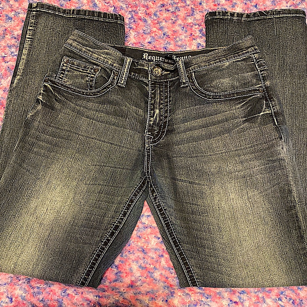 Request Jeans Premium Size 14 Straight Leg Embroidered Pockets EUC